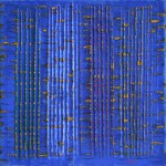  Partituur in blauw, 30 x 30 cm,  olieverf en kunsthars op doek
